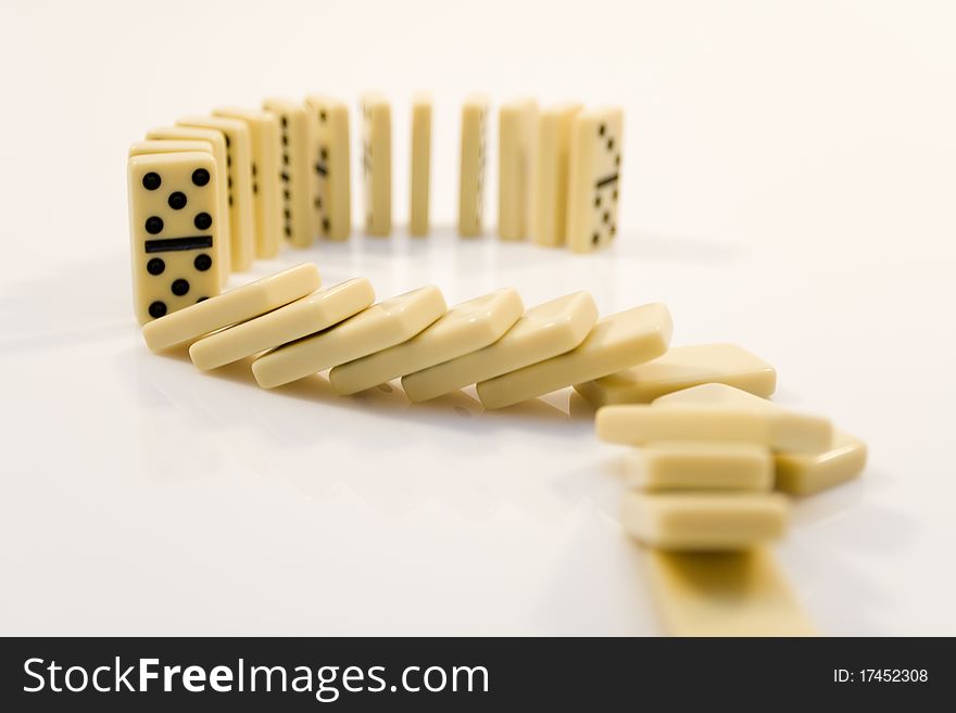 Domino-laying bricks on white background. Domino-laying bricks on white background