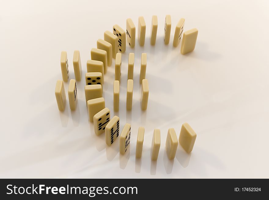 Domino-laying bricks on white background. Domino-laying bricks on white background