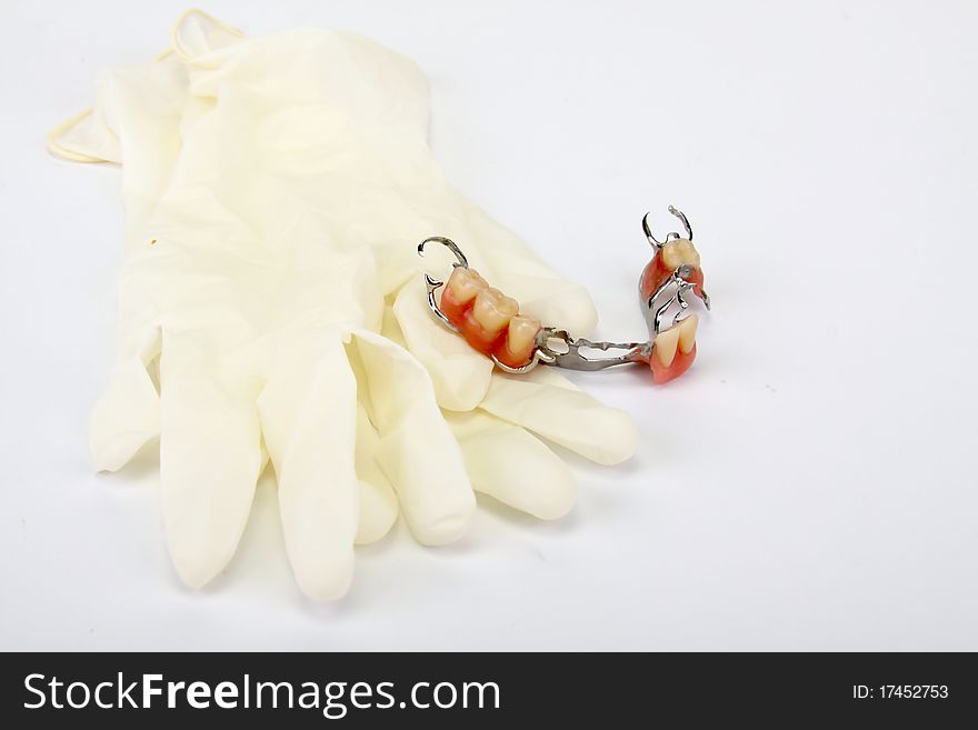 Artificial teeth on white background. Artificial teeth on white background.