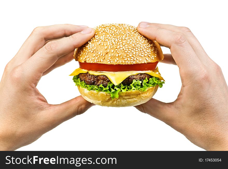 Cheeseburger isolated on white background