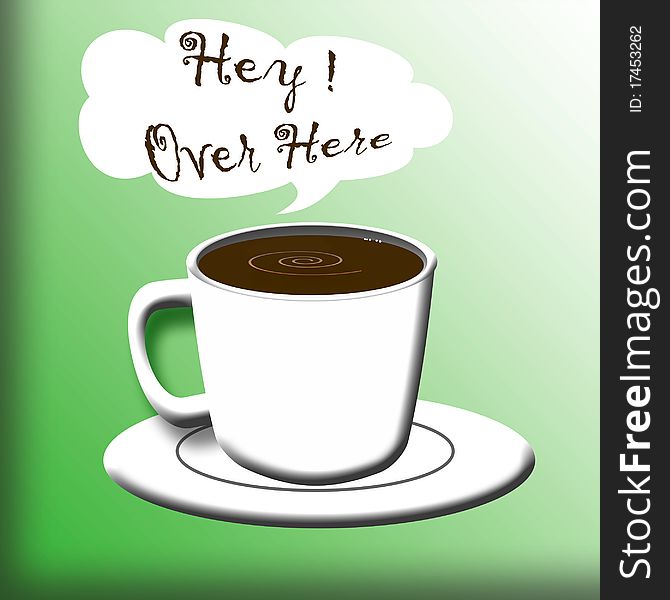 Cup of coffee on green background illustration. Cup of coffee on green background illustration