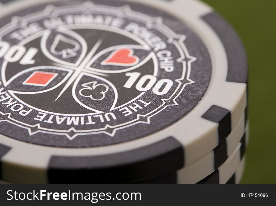 Close-up of a pile of poker chips