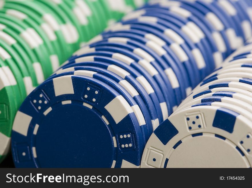 Close-up of a pile of poker chips