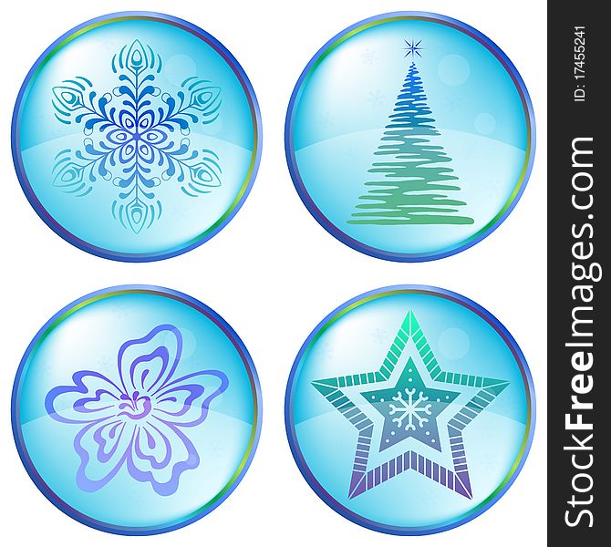 Christmas button icon, eps10, winter symbol, set. Christmas button icon, eps10, winter symbol, set