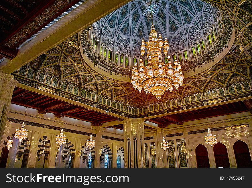 Inside the Sultan Qaboos Moschee Oman in 2010. Inside the Sultan Qaboos Moschee Oman in 2010