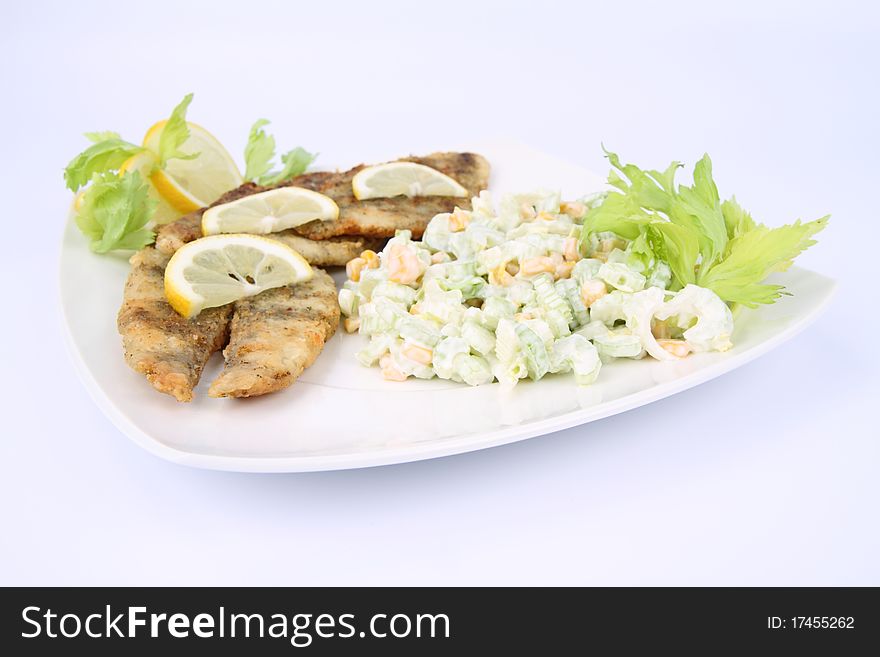 Fried Fish With Side Salad