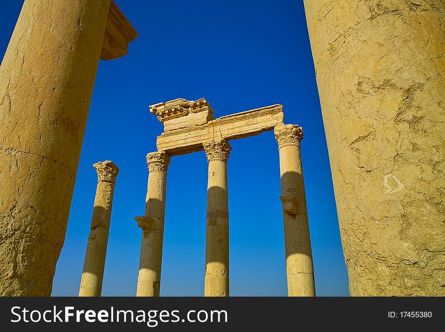 Pillars in the old City of Palmyra Syria. Pillars in the old City of Palmyra Syria