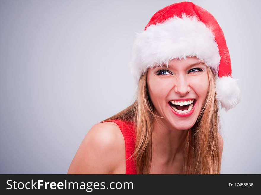 Christmas girl in the Santa Claus hat