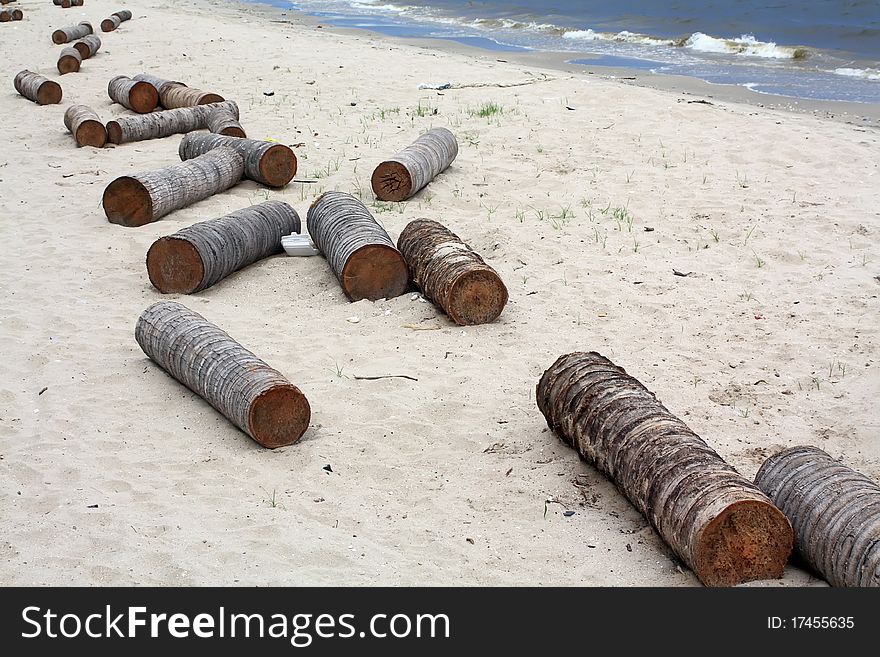 Timber on the beach ,thailand