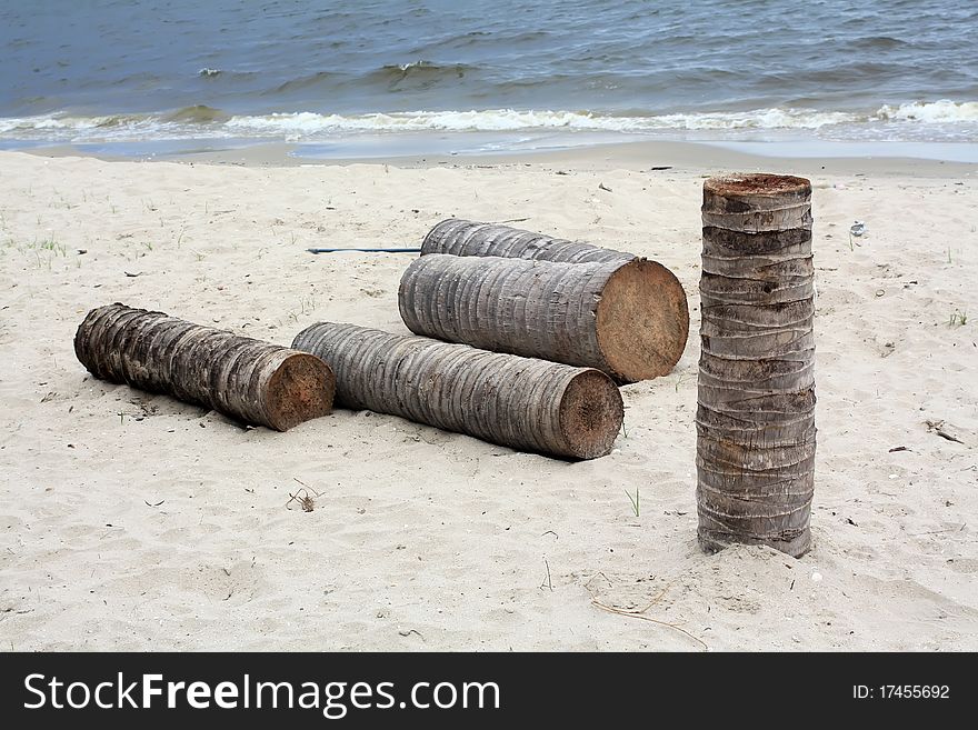 Timber on the beach ,thailand