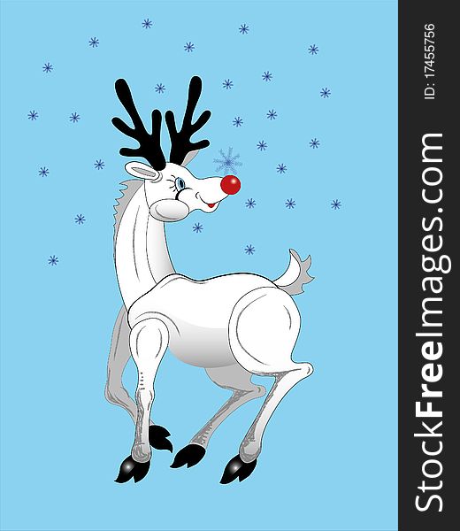 Deer Rudolph with a red nose. Illustration.Vector.