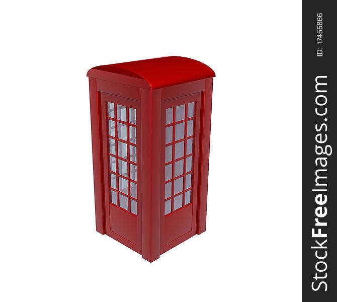 A telephone booth on white background