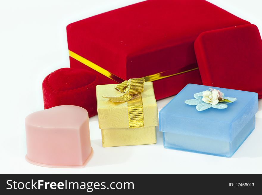 The jewelry boxes with white background. The jewelry boxes with white background
