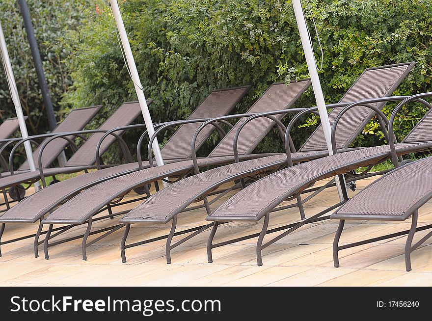 Sun chairs in a row