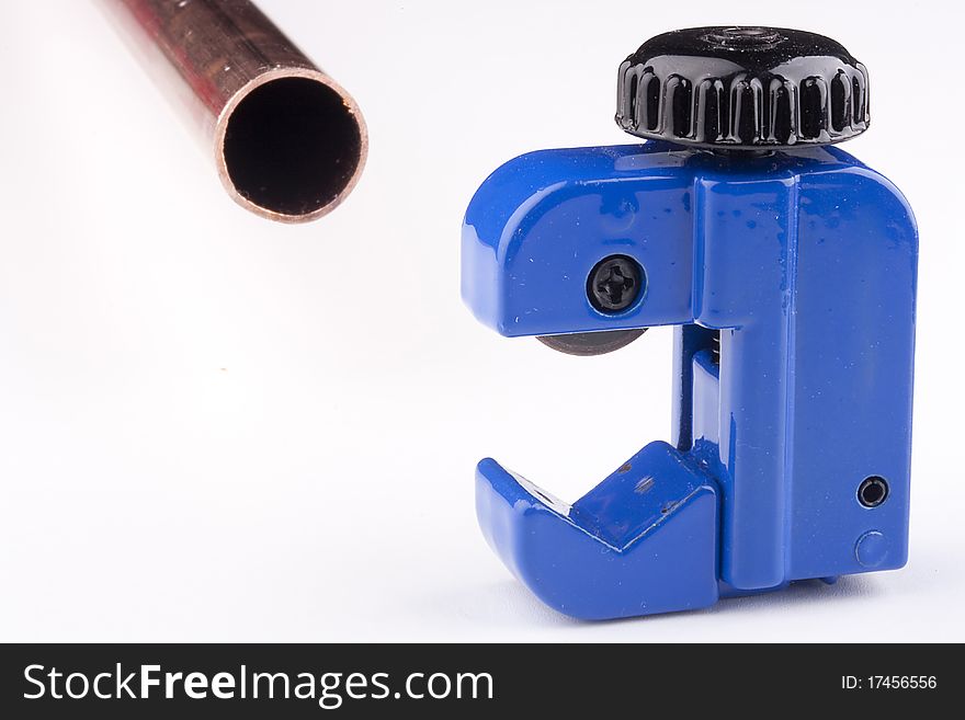 Special device for cutting water pipes blue. Special device for cutting water pipes blue.
