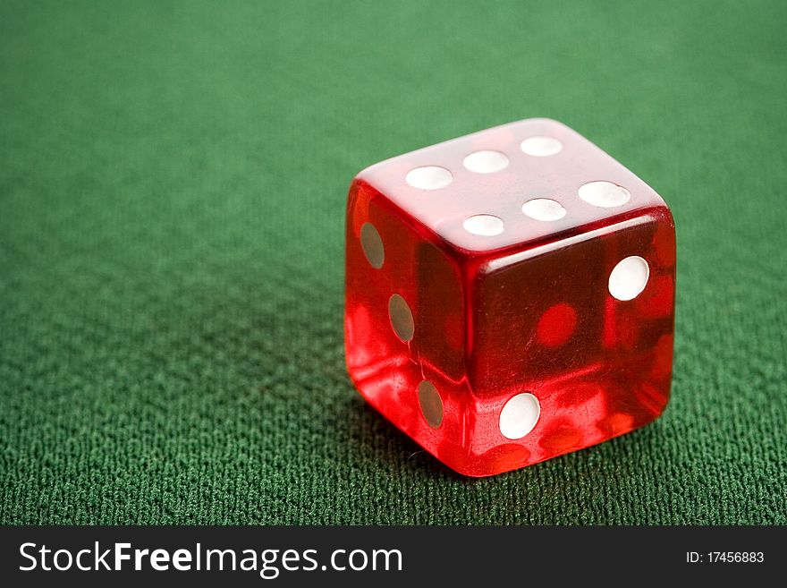 Close-up of red casino dice