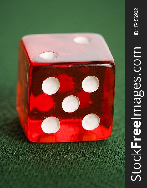 Close-up of red casino dice