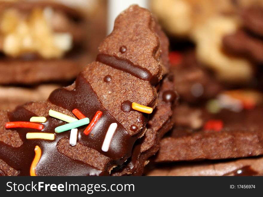 Close up of christmas candies with chocolate