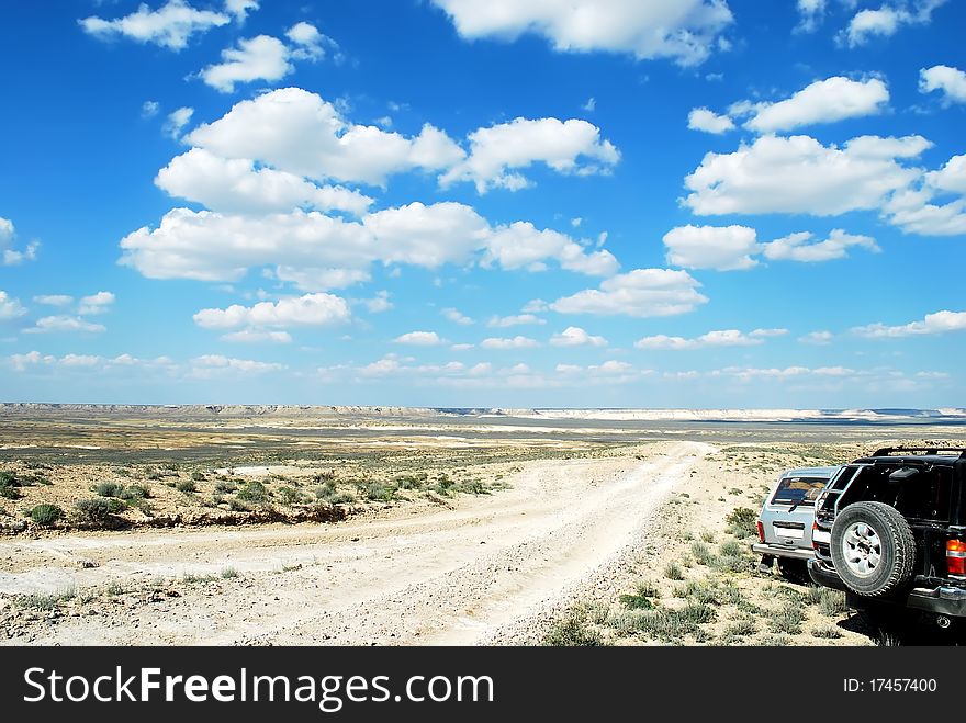 Steppe roads and amazing landscape in Mangistau, Kazakhstan. Steppe roads and amazing landscape in Mangistau, Kazakhstan