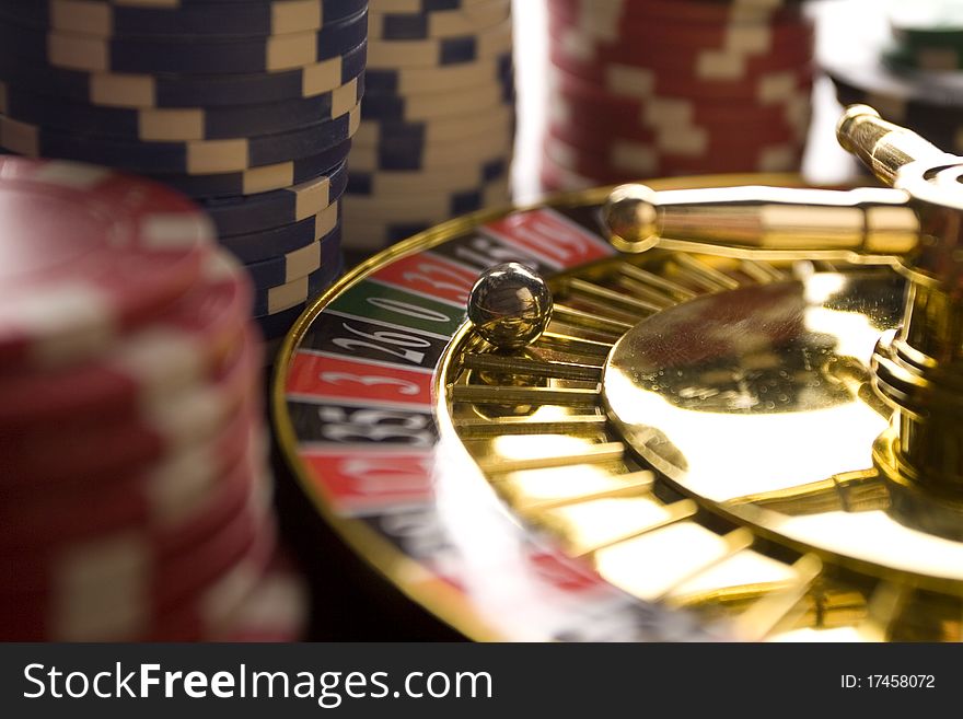 Close-up of Roulette on green background