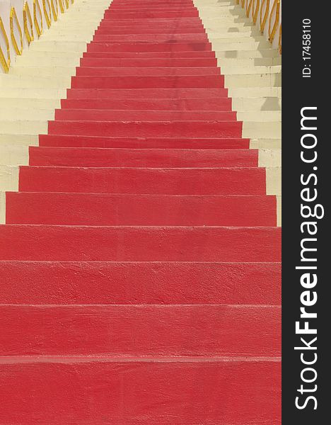 Red stairs looked like the red carpet.