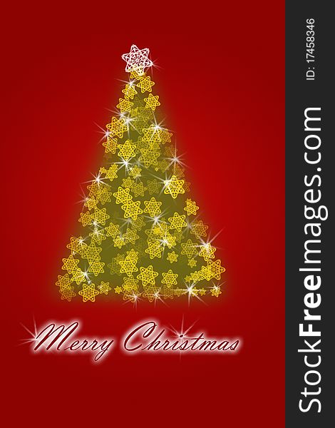 Beautiful Christmas Greeting Card with red background