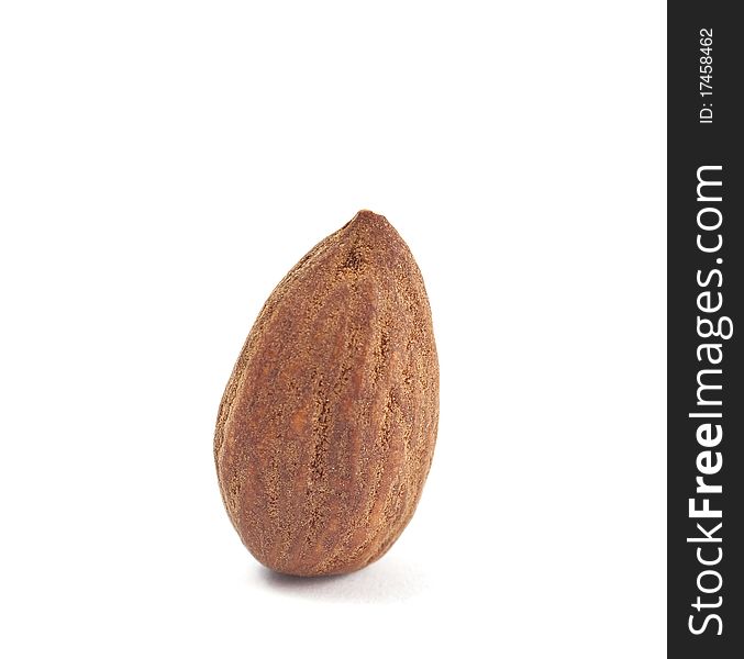 Almonds on a white background