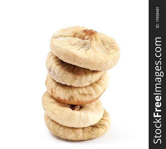 Dry figs on white background