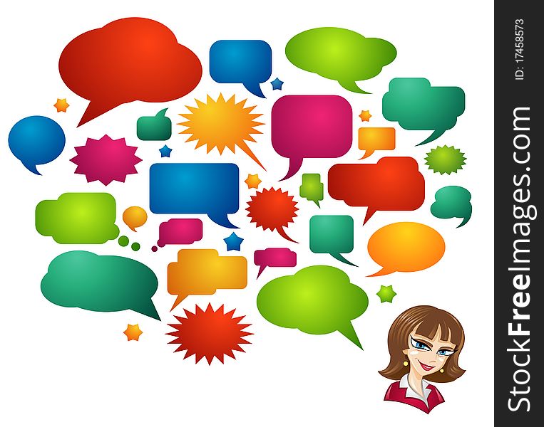 Colored Speech Bubbles And Girl Avatar