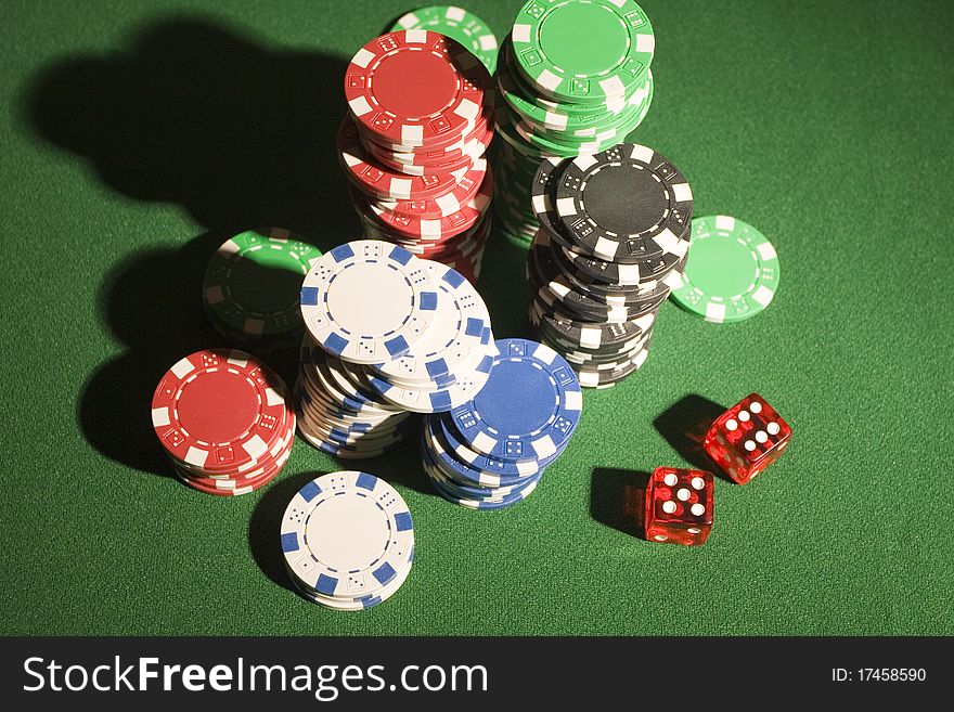 Close-up of a pile of poker chips