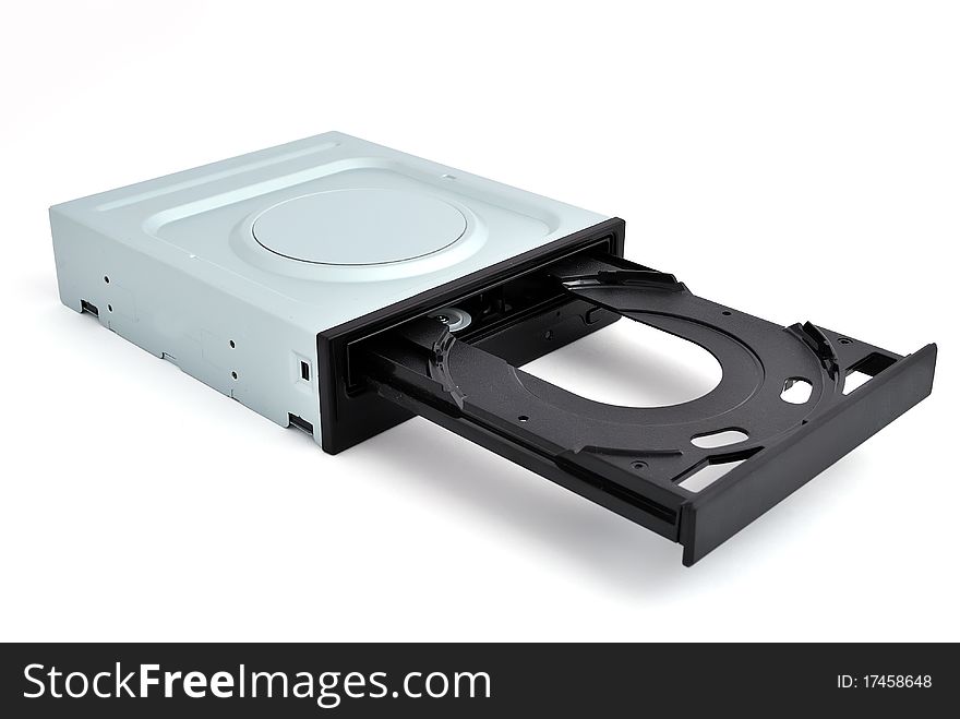 Open dvd rom on a white background