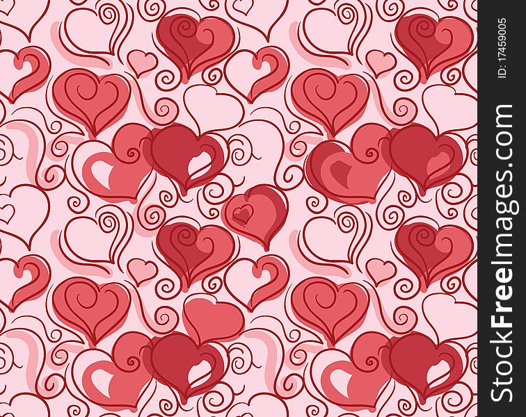 Romantic repeating wallpaper with hearts. Romantic repeating wallpaper with hearts