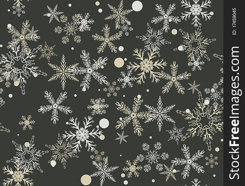 Hand drawn Christmas pattern with snowflakes. Seamless