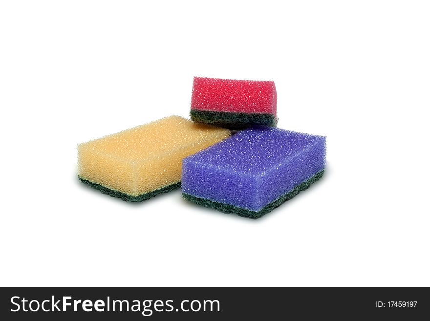 Cleaning sponge on a white background