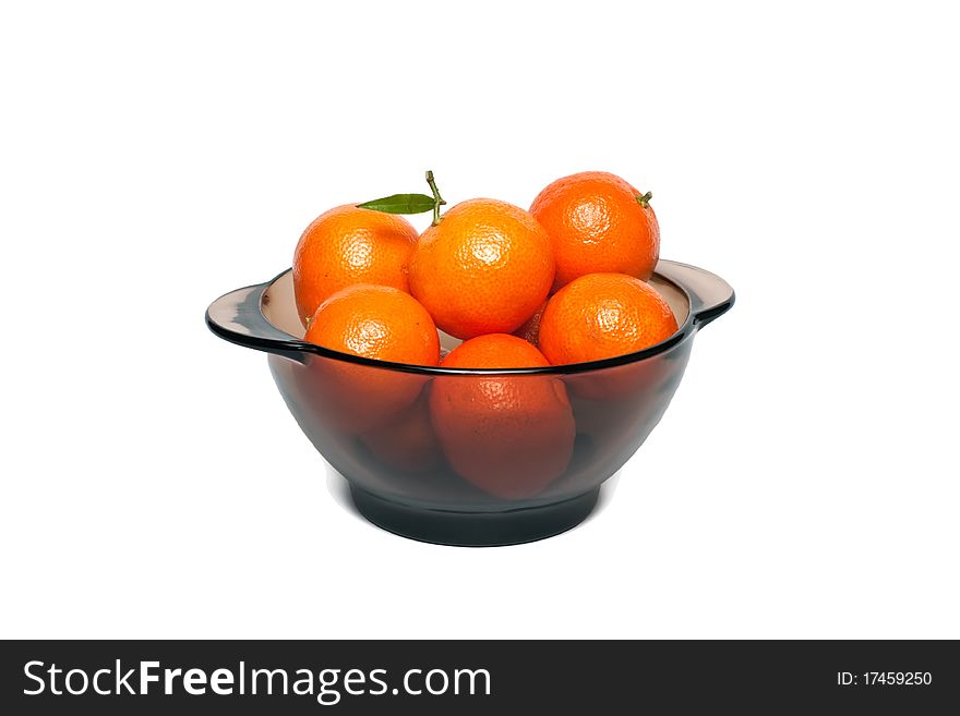 Tangerine bowl on a white background