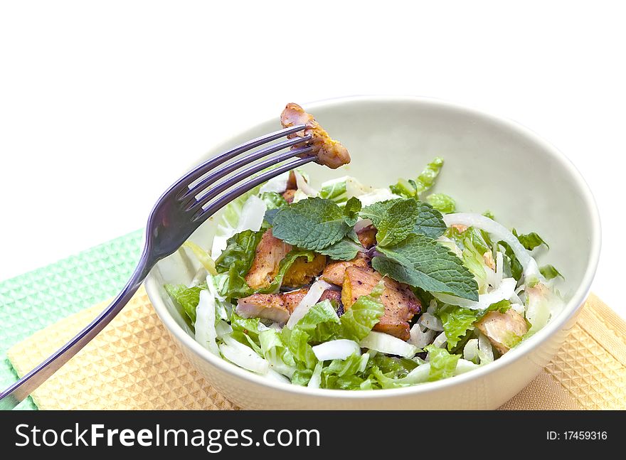 Salad greens with chicken breasts. Salad greens with chicken breasts