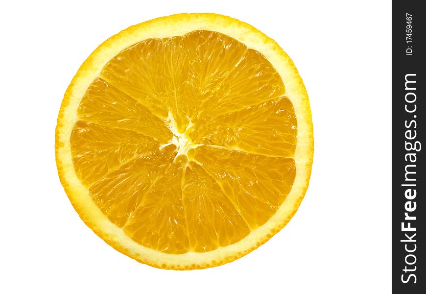 Half of orange fruit isolated over white background