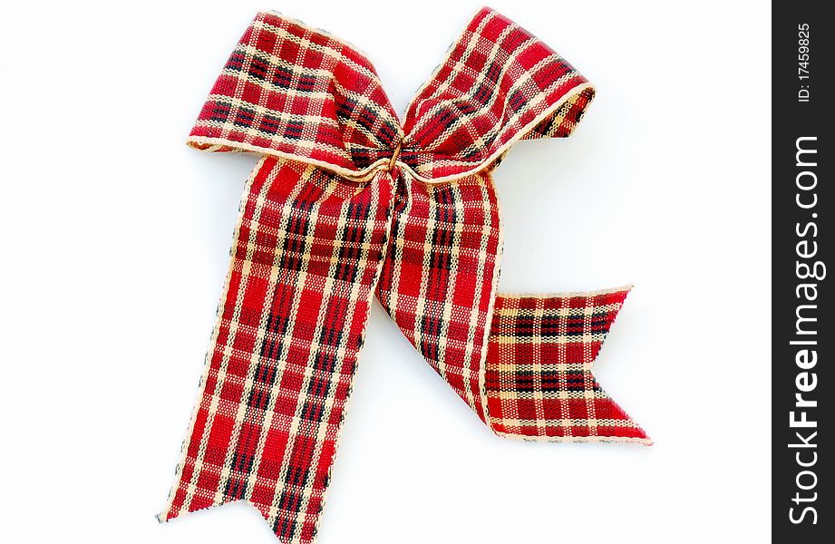Red checkered ribbon on a white background