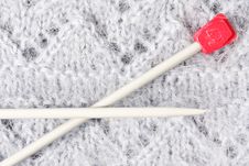 Woolen Knitted Texture With Knitting Needles Stock Photos Woolen Knitted Texture With Knitting Needles Stock Photos