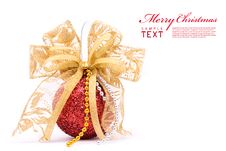 Red Christmas Balls And Gold Bow Ribbon Stock Photo Red Christmas Balls And Gold Bow Ribbon Stock Photo