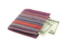 Colored Purse With Money Stock Images
