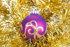 Christmas Ball In Gold Decorations Royalty Free Stock Photography