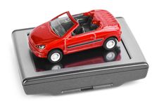 GPS Navigator And Toy Car Royalty Free Stock Image GPS Navigator And Toy Car Royalty Free Stock Image