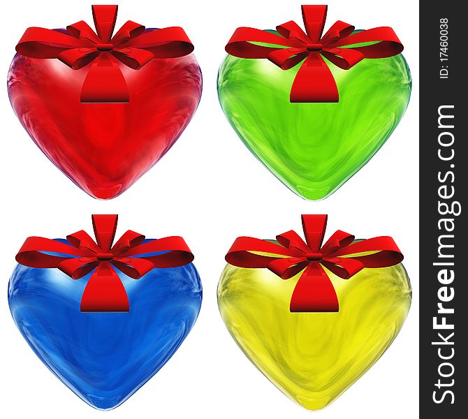 High resolution 3D hearts with ribbons