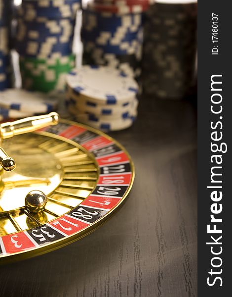 Close-up of Roulette on green background