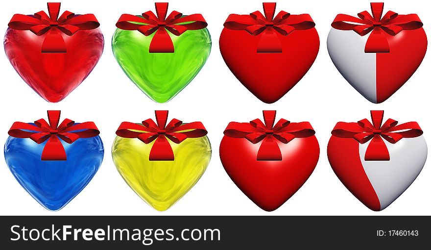 High resolution 3D heart with a ribbon isolated on white