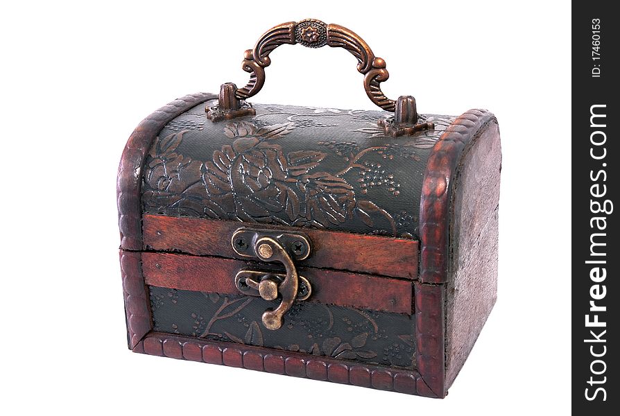 Old treasure chest closed isolated