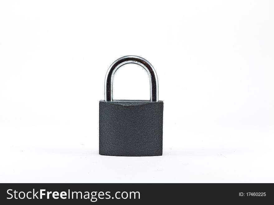 Black padlock isolated on white