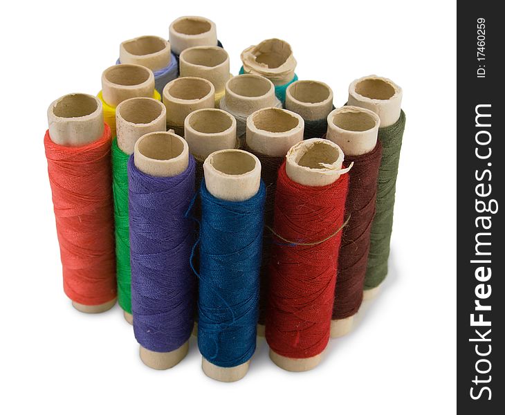 Group of spool of thread in various colors