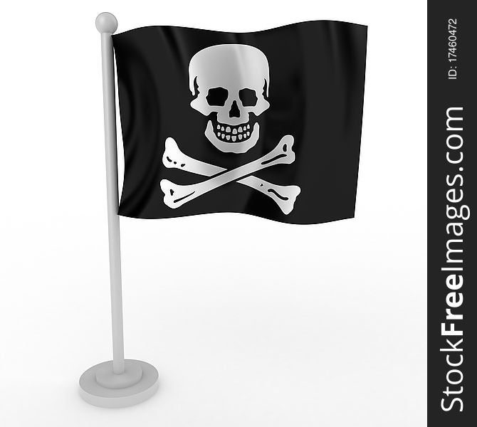 Illustration of a flag of pirate on a white background